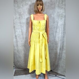 NWT - Self-Portrait Yellow Ruched Tie Front Sundress